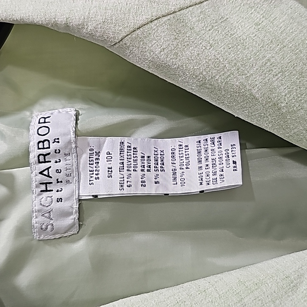 Sag Harbor Light Green Jacket Woman's Size 10P - Picture 5 of 12